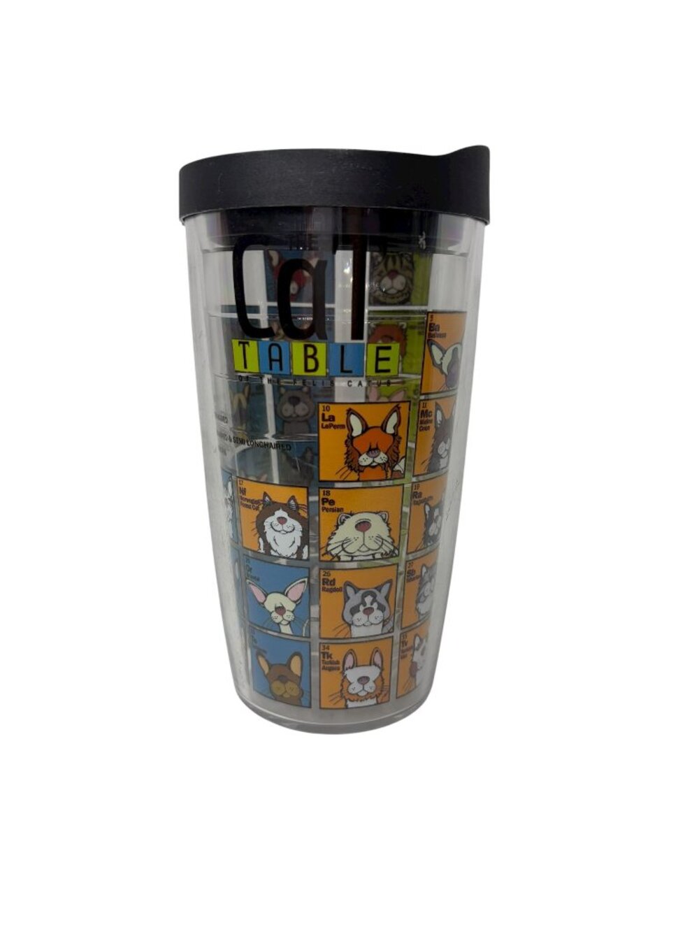 Tervis 16oz Periodic Cat Table Travel Tumbler With Black Lid Insulated Dishwashe
